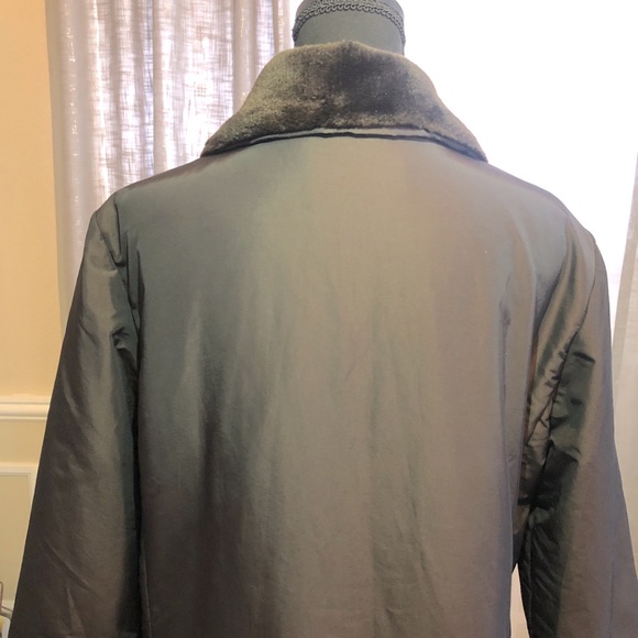 VINTAGE Frenchcoat Paris Iridescent with Faux Fur Collar Coat - Picture 12 of 12